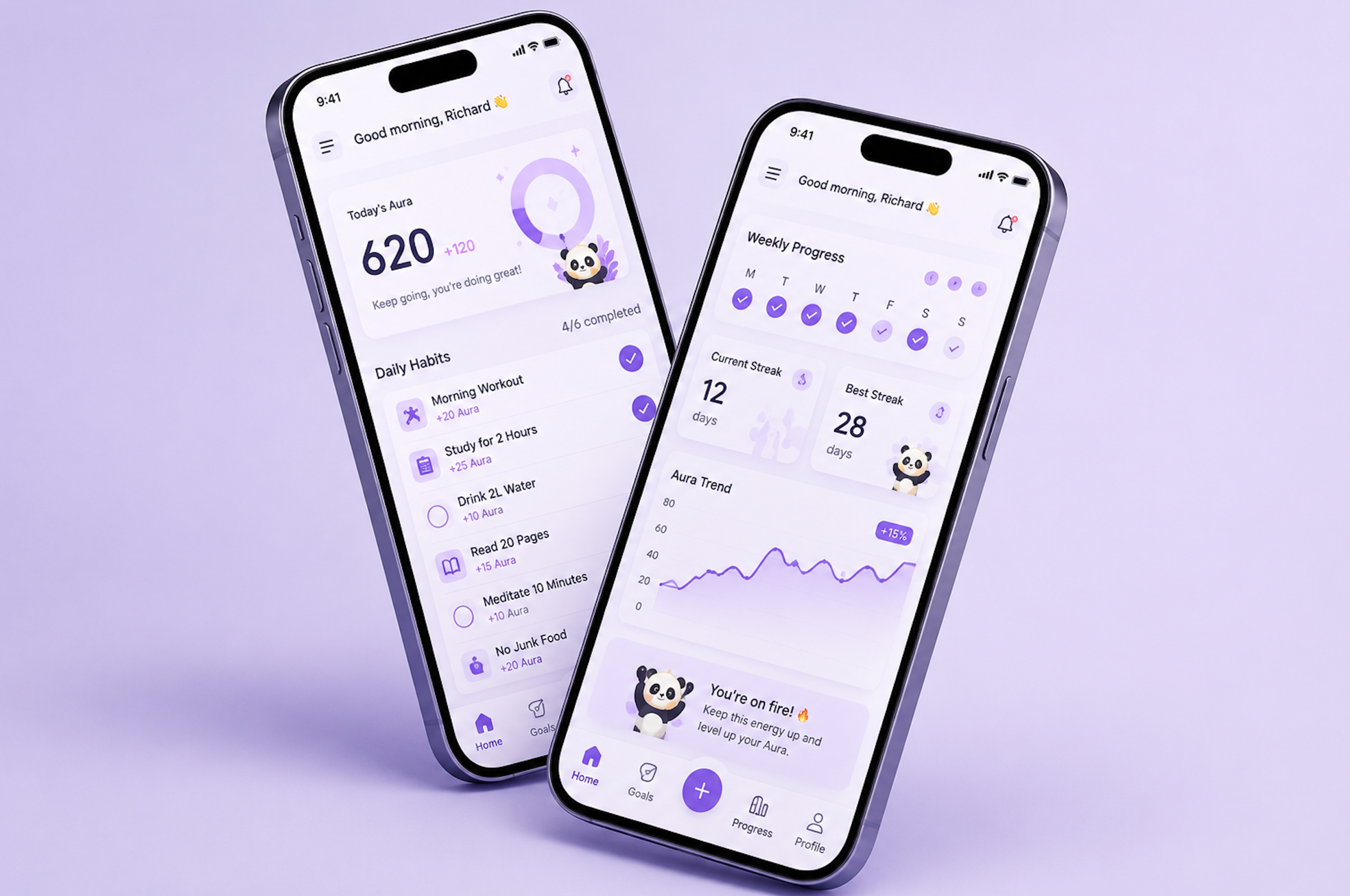 Aura+ App - Daily Habits & Progress Tracking