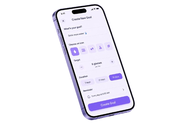 Aura+ Create New Goal Screen